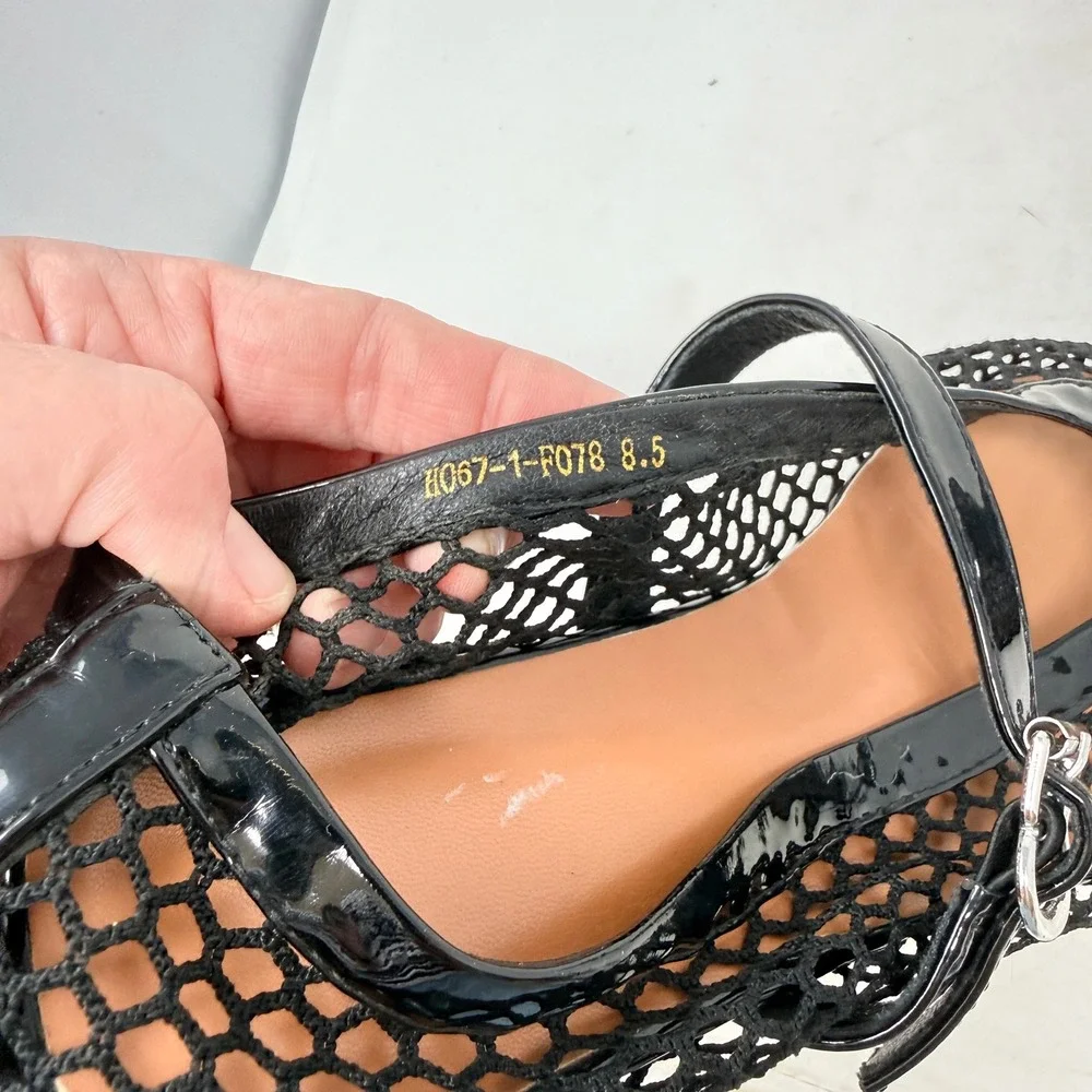 Unbranded Mesh Mary Jane Flats Black 8.5 Fishnet Patent‎ Trim Buckle Strap Chic